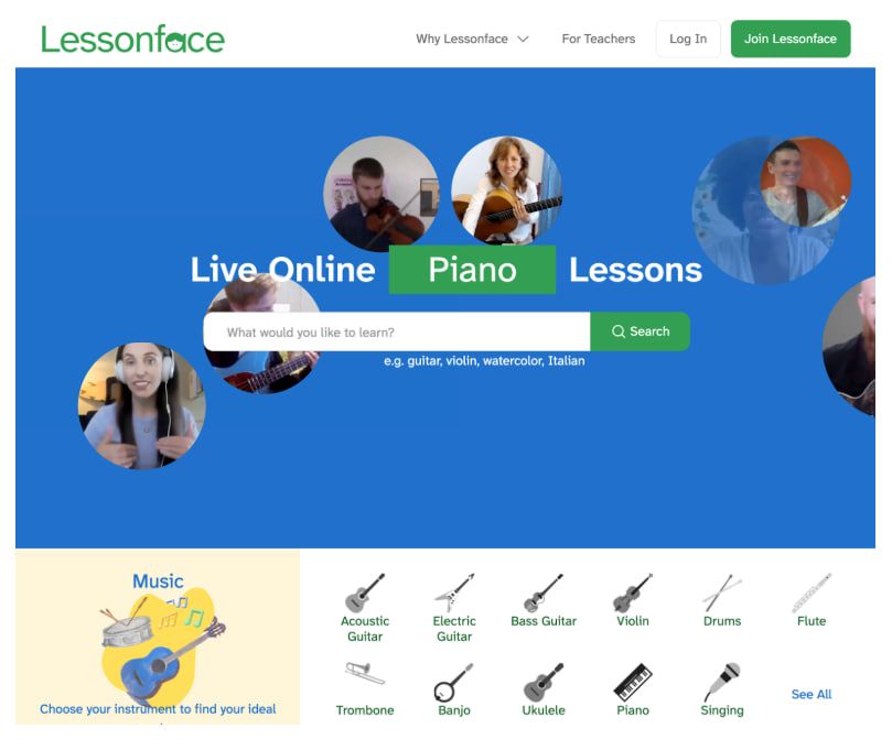 Professional flute teacher giving live online lesson to adult student