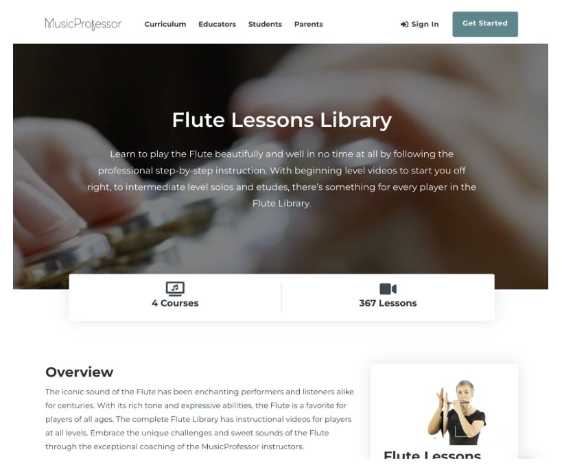 Self-paced flute lesson videos from MusicProfessor
